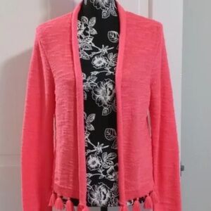 Lily Pulitzer Faretta Women’s Open Front Cardigan With Hem Tassel Size ( Coral )